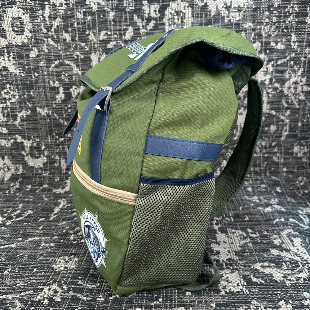 US Navy Blue & Gold Backpack OD Green Military Rucksack Beat Army Style Retro - Picture 4 of 8